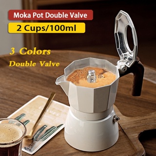 雙閥摩卡壺 2cup Espresso Maker 鋁製專業咖啡師摩卡壺咖啡壺 100ml