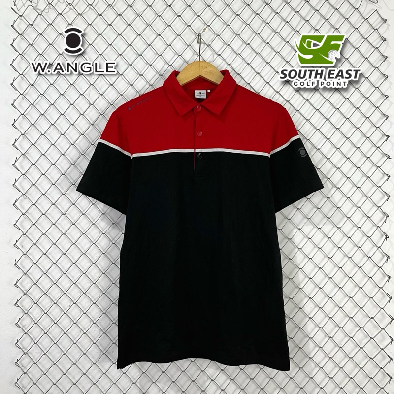 Kaos Polo Golf By W Angle Golf 原裝 W 角高爾夫 Polo 衫紅色和黑色圖案