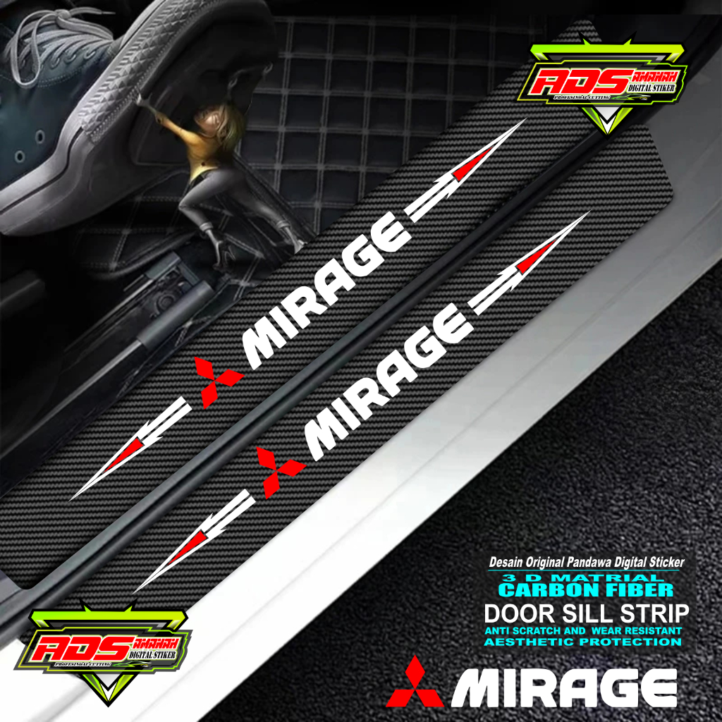 MITSUBISHI 三菱 Mirage 汽車碳貼紙碳纖維車門保護貼腳踏防刮貼紙