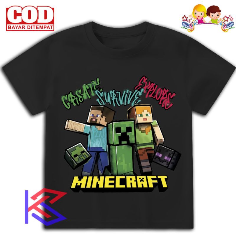 兒童 T 恤兒童 T 恤女孩衣服定制 Minecraft 人物圖片