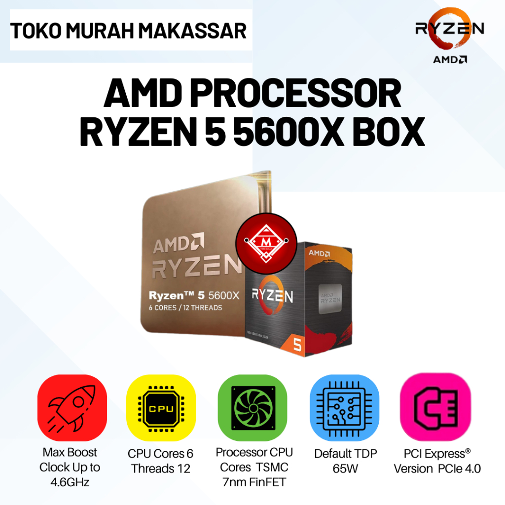 處理器 AMD Ryzen 5 5600X AM4 BOX 原裝官方保修 PRO22-AMD