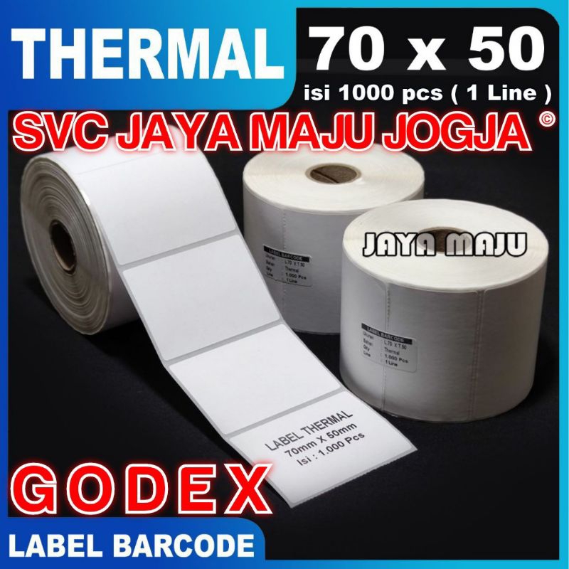 70x50 1 行熱敏面內容 1,000 件核心 1 條碼標籤熱敏標籤紙貼紙電子票 GODEX G 500 G500 7