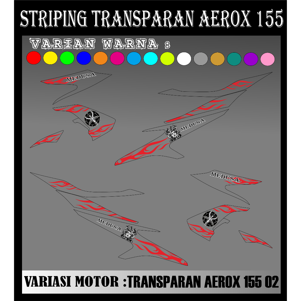 山葉 透明貼紙 AEROX 155 條紋清單透明變化 YAMAHA AEROX 155 代碼 02