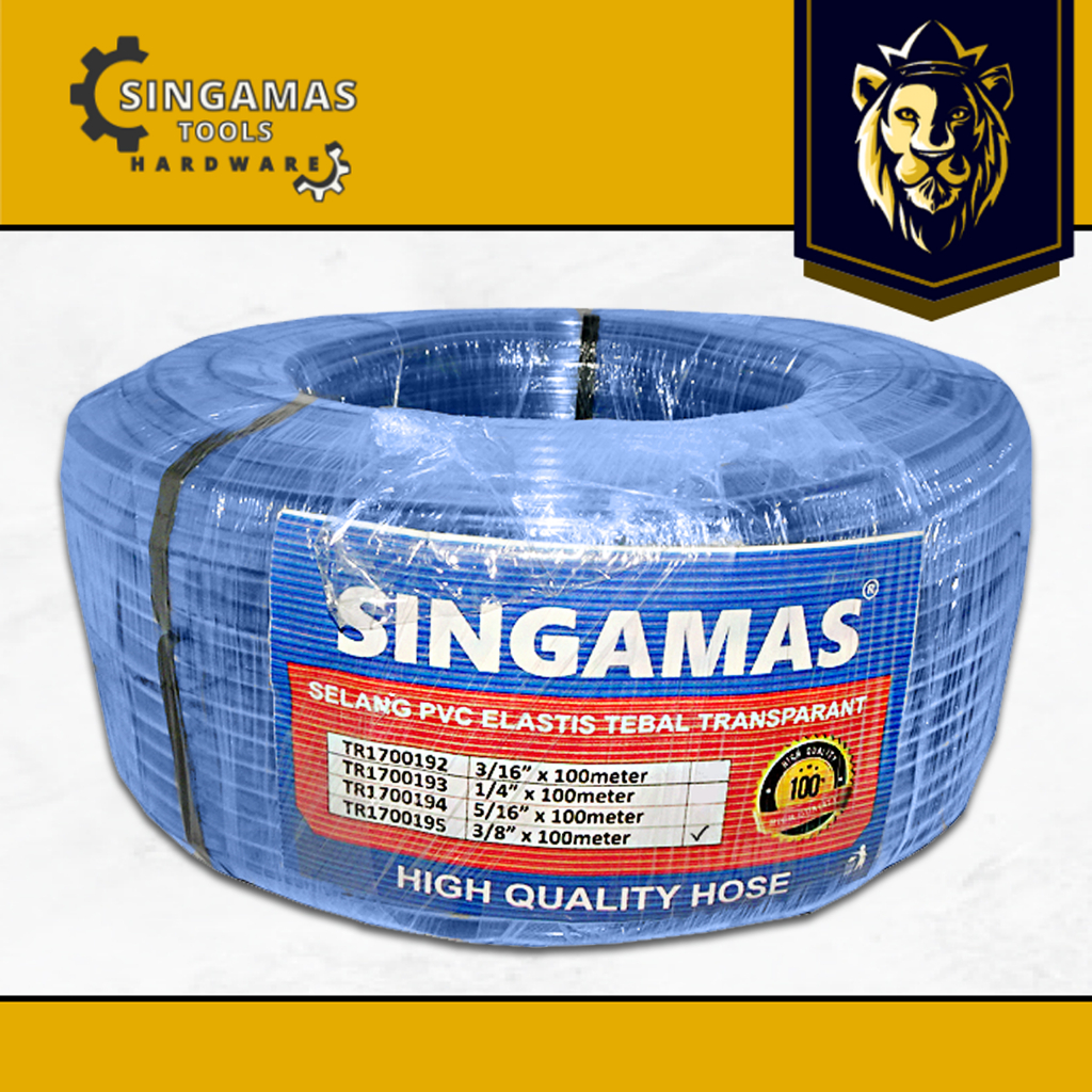 Singamas 透明厚彈性 PVC 水管 3/8 x 100 m