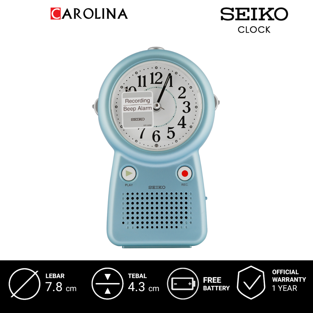 SEIKO 鬧鐘qhe158l精工qhe158l相當掃藍白色錶盤錄音功能鬧鐘