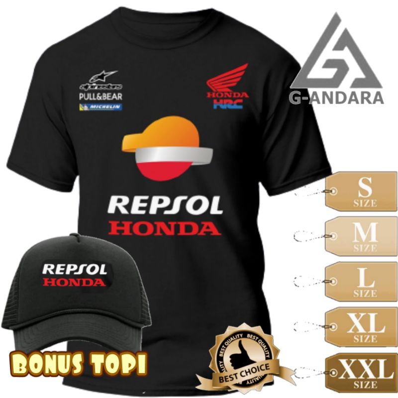 Repsol HONDA DISTRO 男士 T 恤獎勵帽子