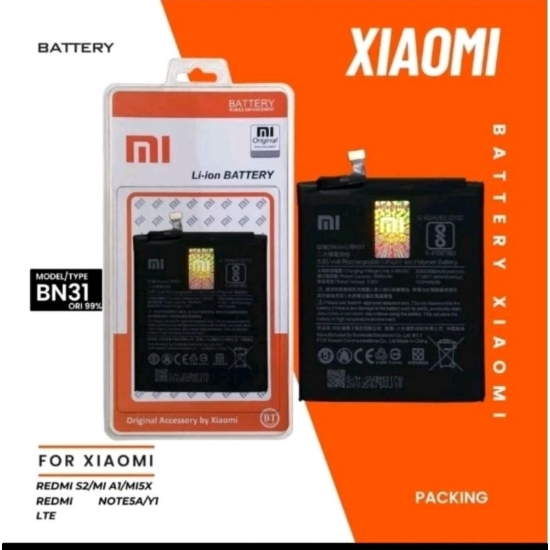 XIAOMI 電池電池小米紅米 Note 5A Mi A1 Mi 5X Redmi S2 Y2 BN31 原裝 100