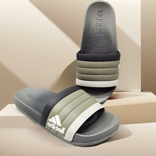 愛迪達 涼鞋涼鞋灰色錶帶 ORIGINAL 超柔軟涼鞋 Slop Adidas Adilette Comfort 黑色錶