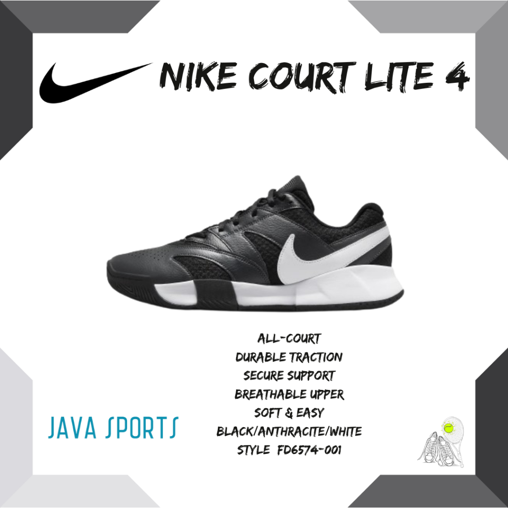 耐吉 Nike Court Lite 4 網球鞋 Original 網球鞋黑色無菸煤白