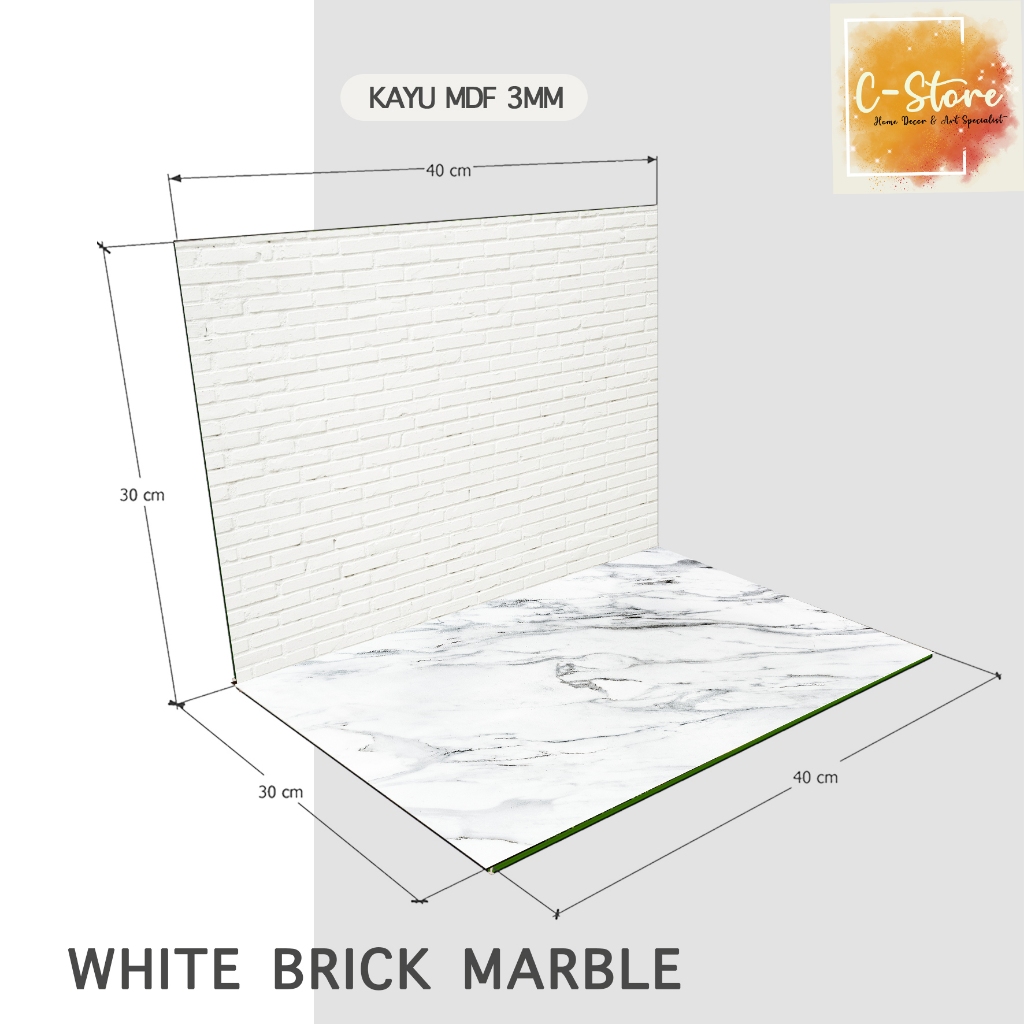 Putih 唉產品照片折疊背景白磚白磚大理石硬板 30 x 40