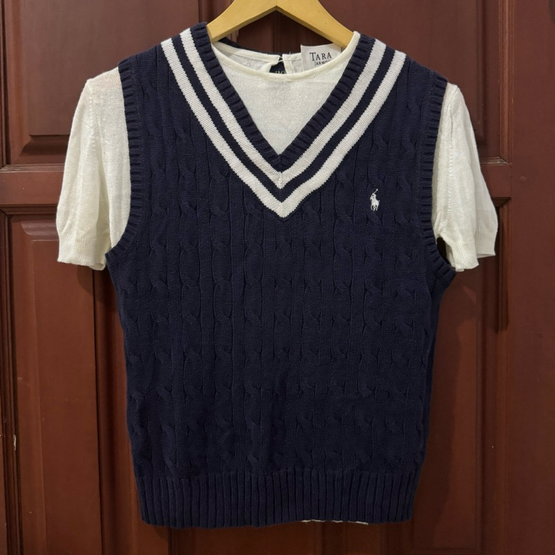 Polo Ralph Lauren 背心 Academia 海軍藍白色 Preloved