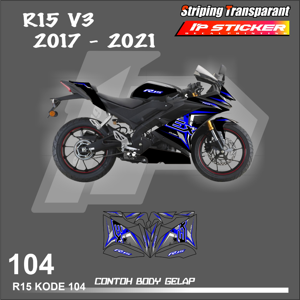 山葉 R15 V3 2017-2021 摩托車條紋貼紙 YAMAHA R15 V3 貼紙清單表簡單顏色變化賽車設計全息圖