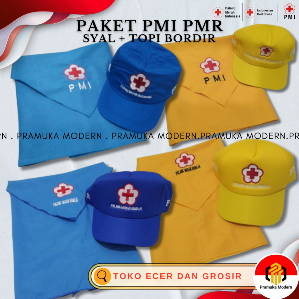 Merah Pmi PMR黃藍包印尼紅十字中學生青少年電腦刺繡Wira