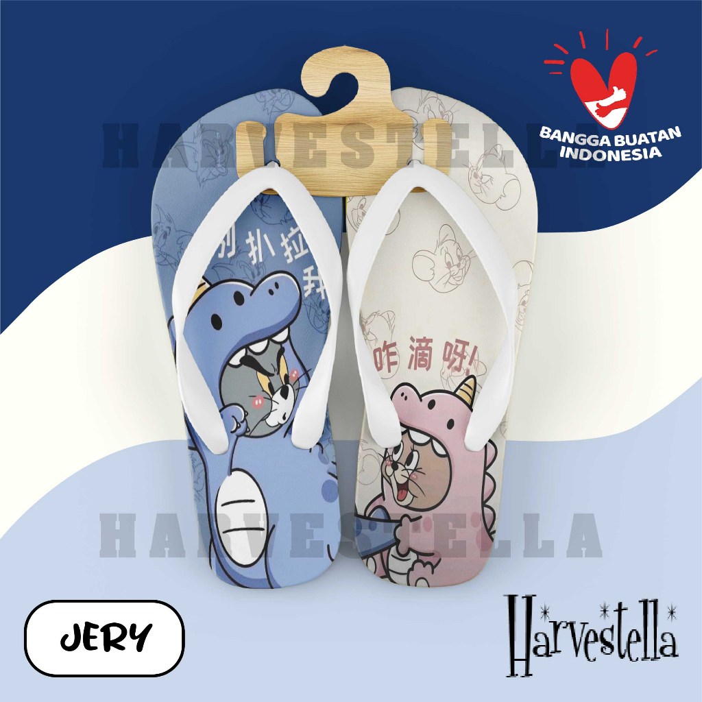 Dino Tom Jerry Harvestella 涼鞋休閒沙灘海綿圖案非橡膠女孩女式兒童學步男孩全彩