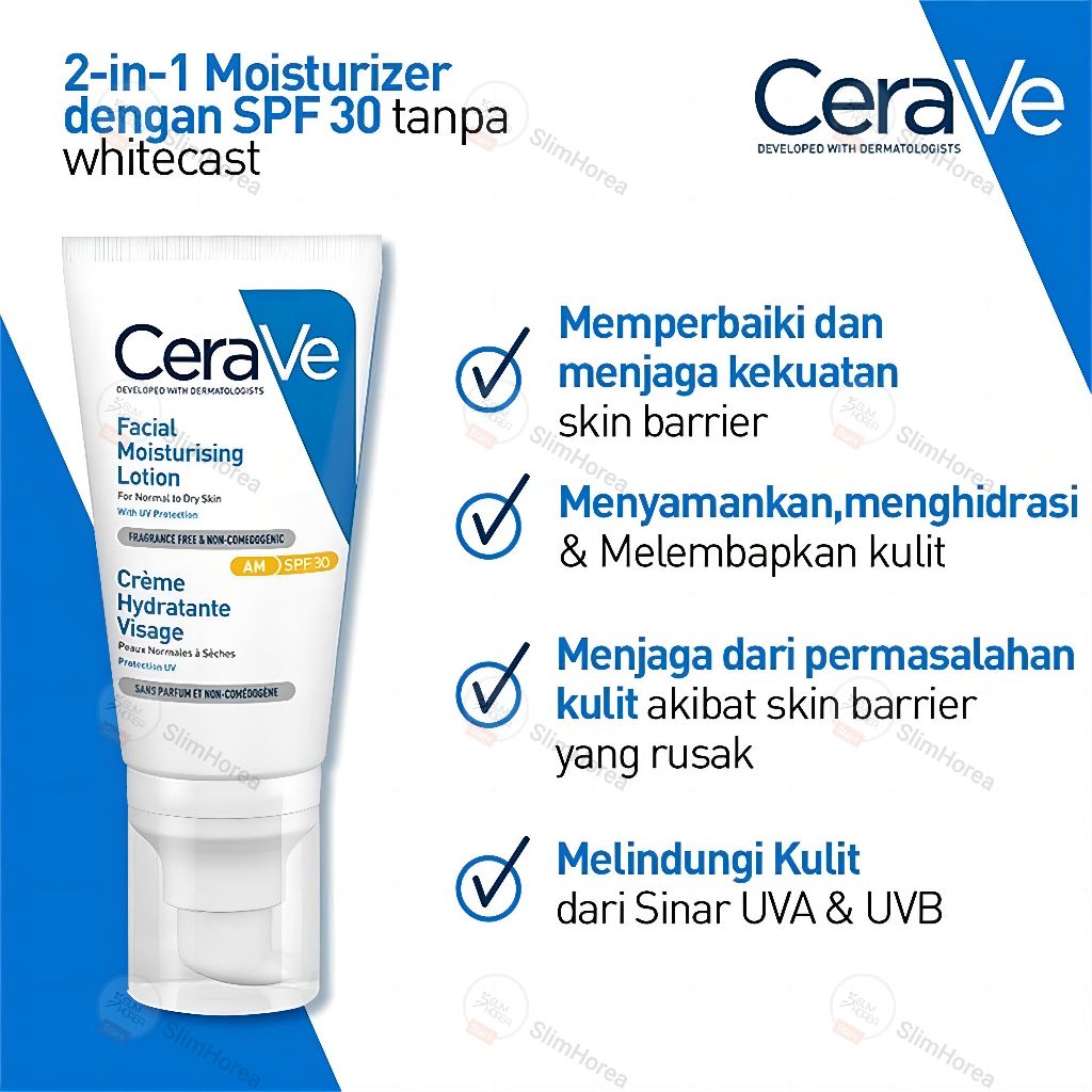 Cerave AM SPF 30 52ml 面部保濕乳液 - 含防曬霜和神經酰胺保濕霜,帶紫外線過濾器