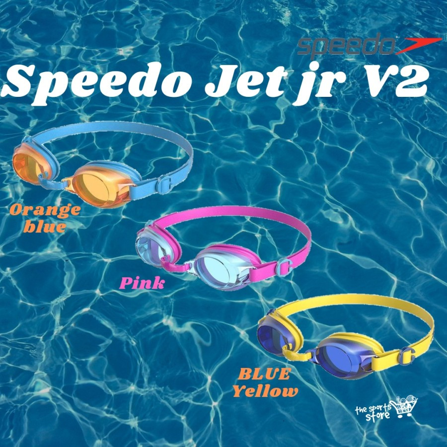 兒童游泳鏡 Speedo Jet Jr V2 青少年泳鏡藍色黃色