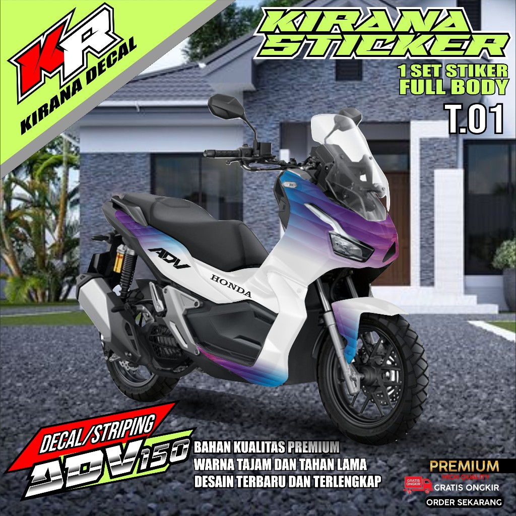 HONDA 全新貼花貼紙本田 ADV 150 全身變化 ADV 150 新設計漸變 KR.T.01