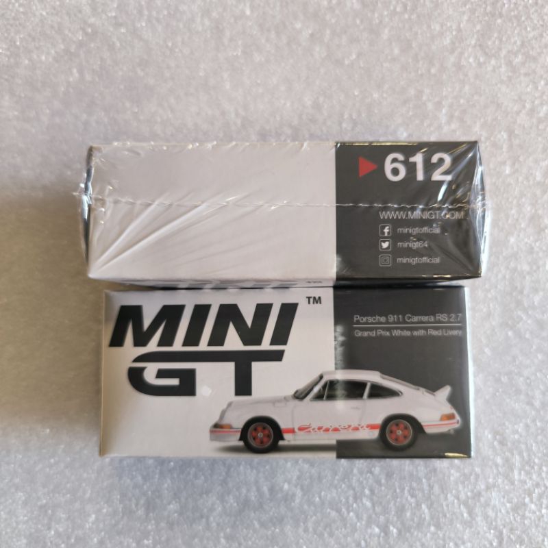 PORSCHE Mini GT 612 保時捷 911 CARRERA RS 2.7 大獎賽白色與紅色塗裝