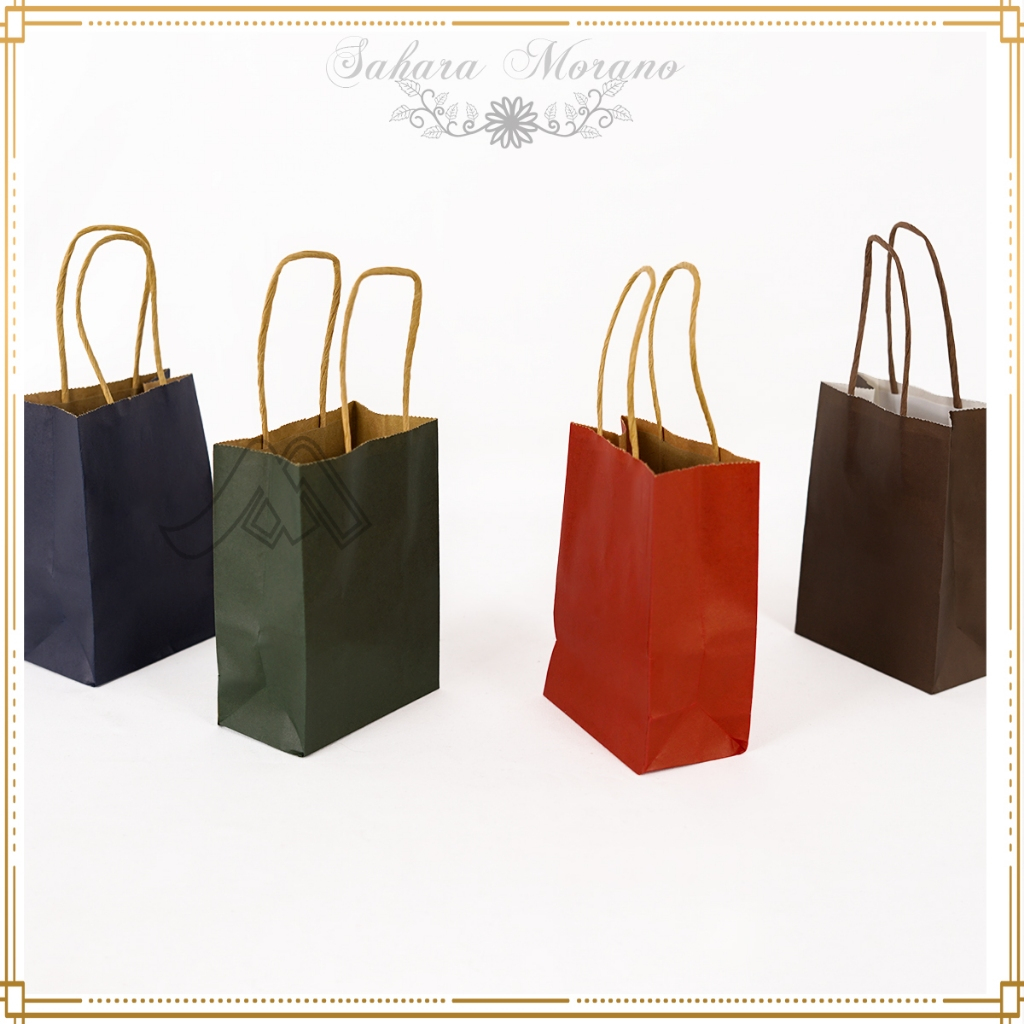5個紙袋素色購物袋購物袋紀念品袋