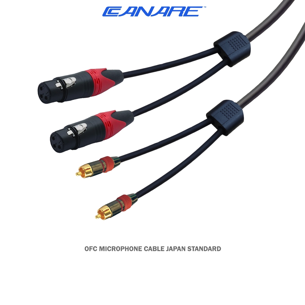 Canare 音頻電源插孔電纜 2x XLR 母頭到 2x RCA 鍍金日本標準