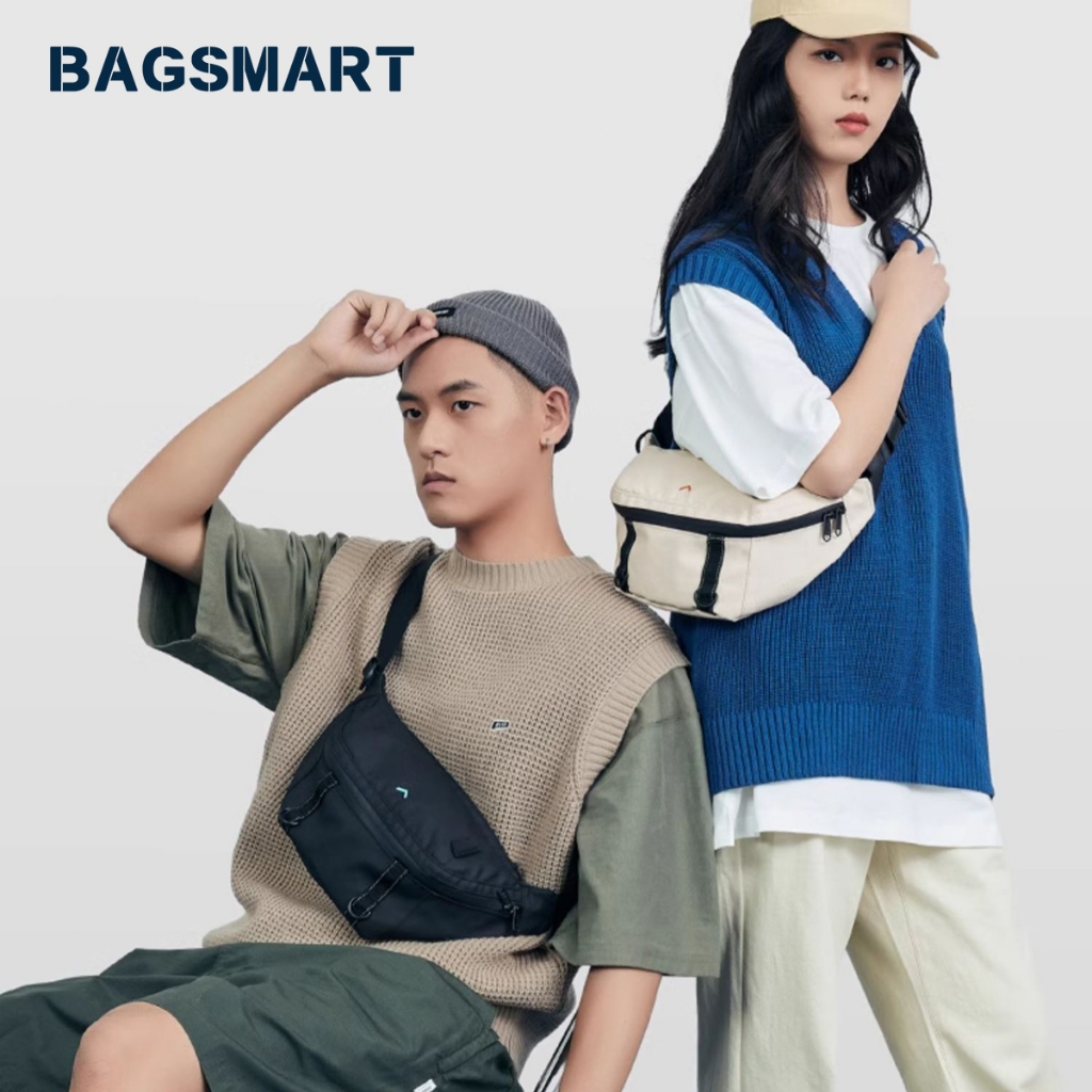 Bagsmart 時尚胸包防水中性胸包斜挎單肩包腰包