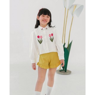 Kemeja Anka TULIP SHIRT Hunny Bunny兒童刺繡襯衫兒童襯衫長袖泡泡碎花襯衫短款兒童襯衫