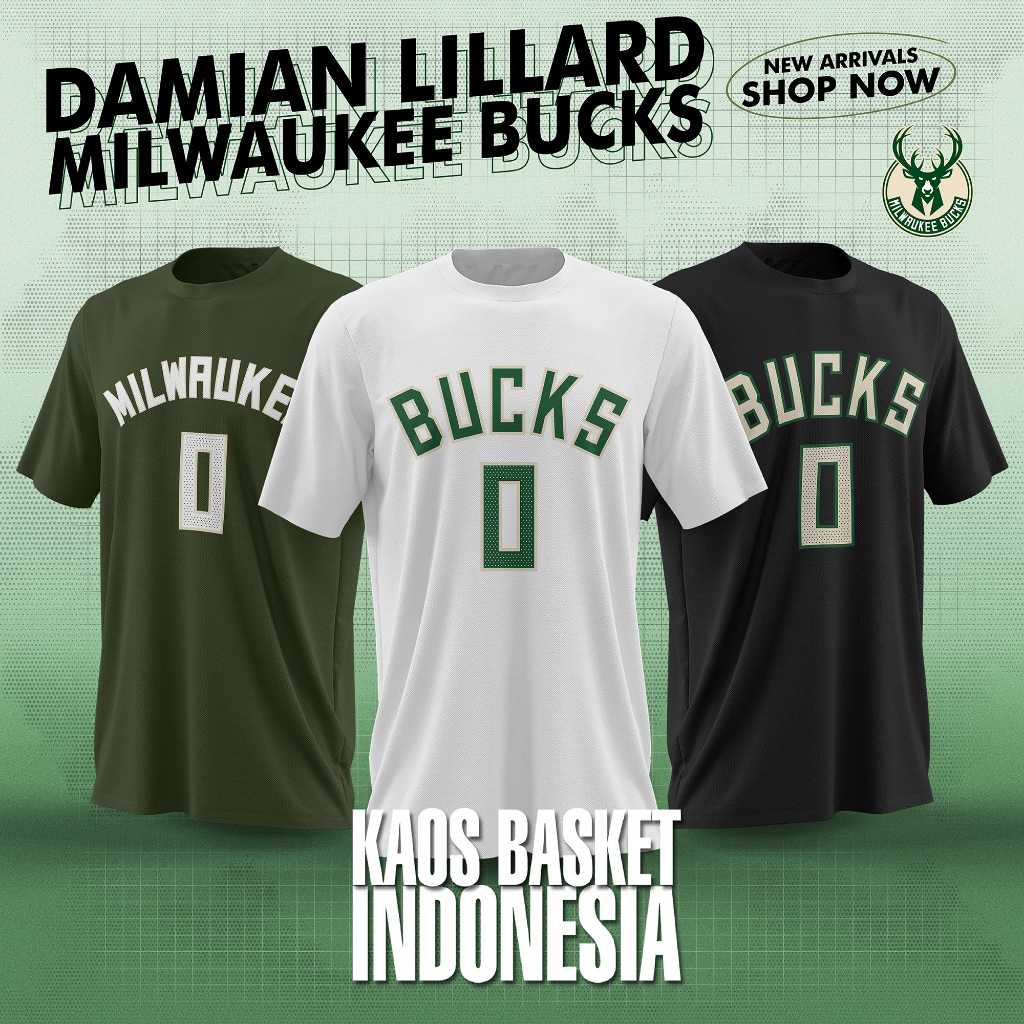籃球服男式女式 T 恤密爾沃克雄鹿隊 Damian Lillard Moslem NBA 籃球 T 恤 0 號