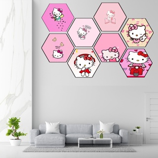 Hiasan DINDING KAYU 六角壁掛 HELLO KITTY AESTHETIC POSTER 木牆裝飾家居