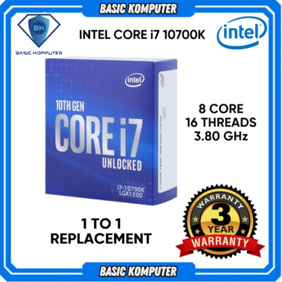 處理器英特爾酷睿 i7 10700K 3.8 GHz BOX SOCKET 1200 3 年保修