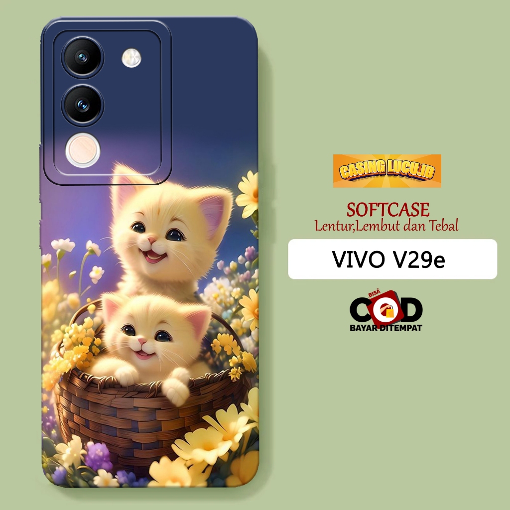 最新 Vivo V29e 2023 Hp 手機殼可愛手機殼。Id 最新 Vivo V29e 手機殼時尚手機殼可愛貓咪軟殼