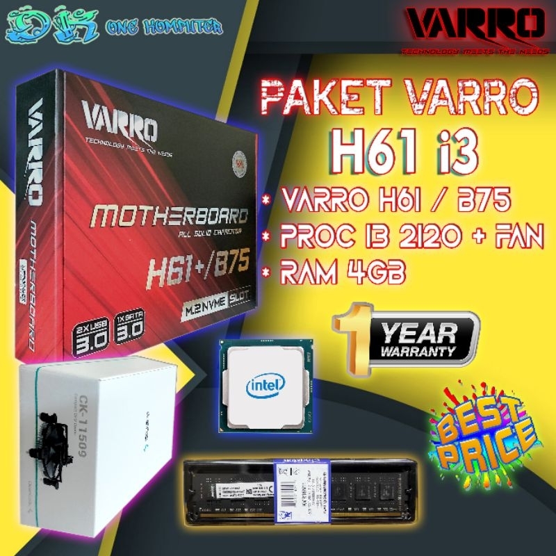 Core i3 2120主板H61 Varro Ram 4Gb包