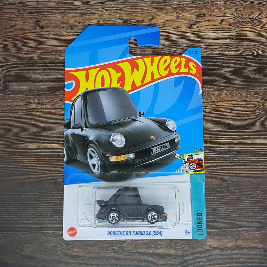 PORSCHE Hitam Hot Wheels 保時捷 911 Turbo 3.6 964 Tooned 黑色黑色微型