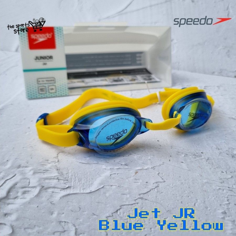 Speedo Jet Jr Junior 泳鏡藍色黃色兒童游泳鏡