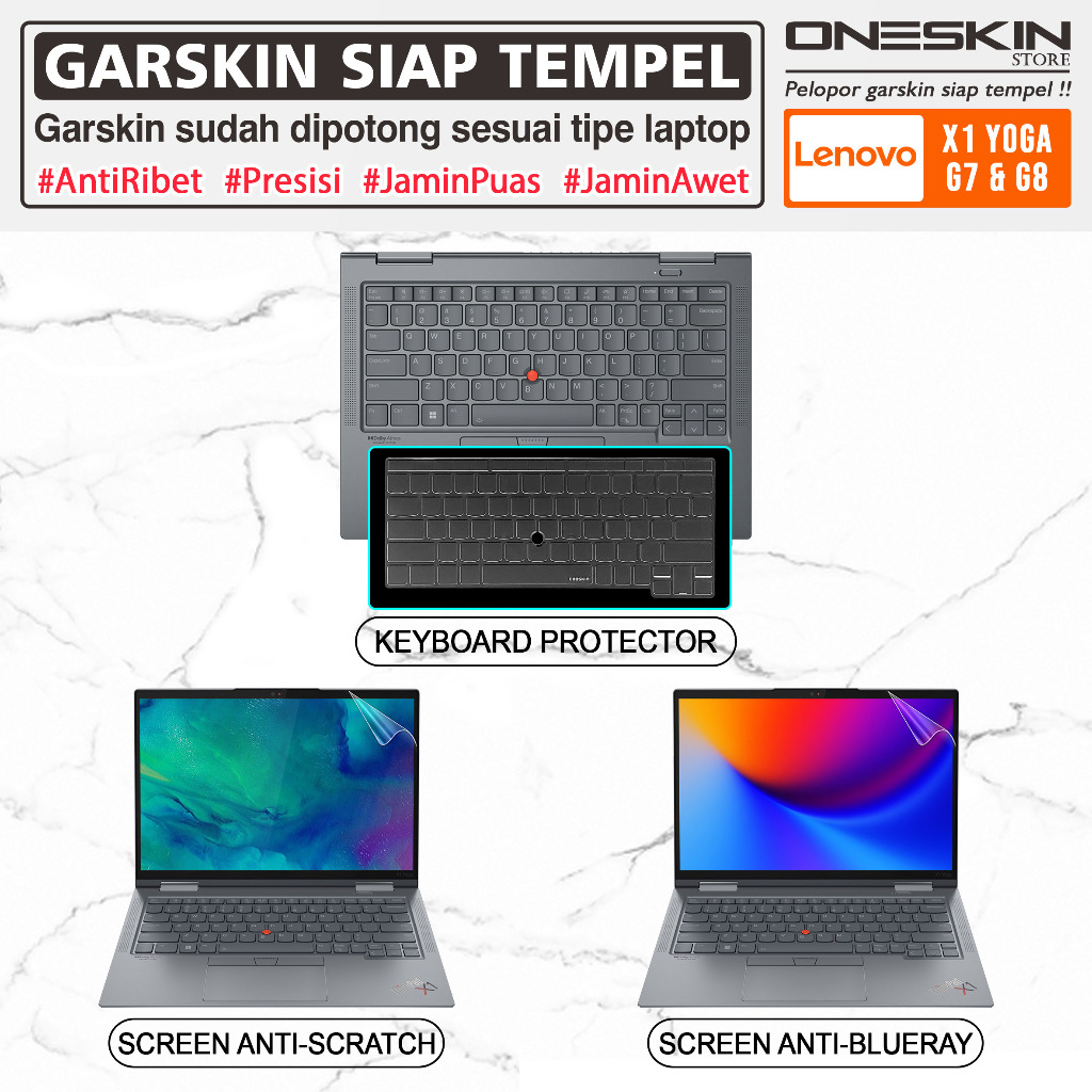 LENOVO Garskin 貼紙筆記本電腦屏幕保護膜鍵盤保護膜聯想 ThinkPad X1 Yoga Gen 7 8