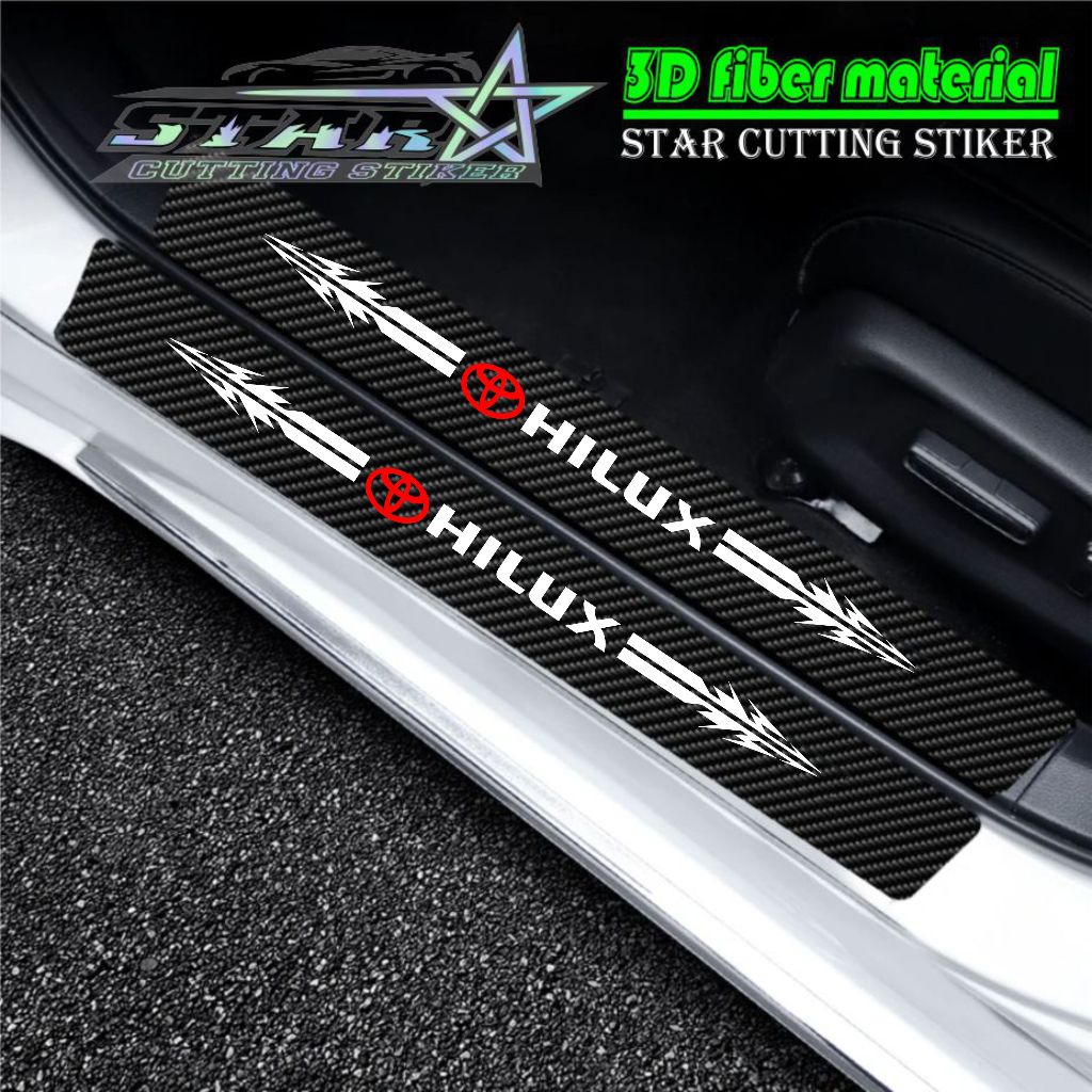 豐田 3d 碳纖維門檻板汽車 HILUX 貼紙碳踏板保險槓汽車後備箱 TOYOTA 1/9 件