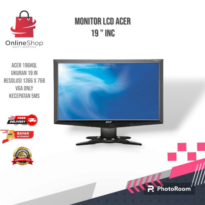宏碁 Led 顯示器 Acer 19 英寸寬 G196HQL 正常