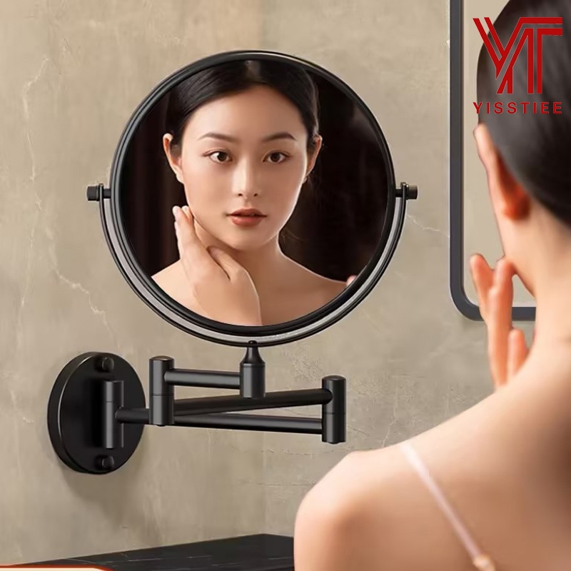 化妝鏡無壁掛式浴室鏡可旋轉伸縮可折疊化妝鏡美容