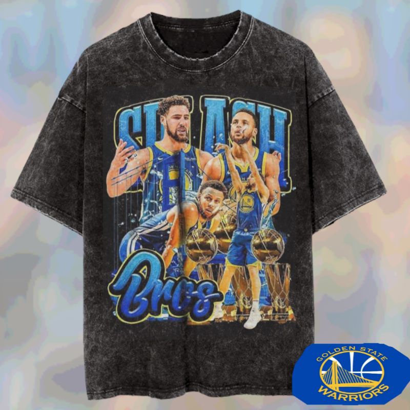 Stephen Curry x Klay Thompson 勇士籃球運動員復古水洗 T 恤/NBA Stephen Cu
