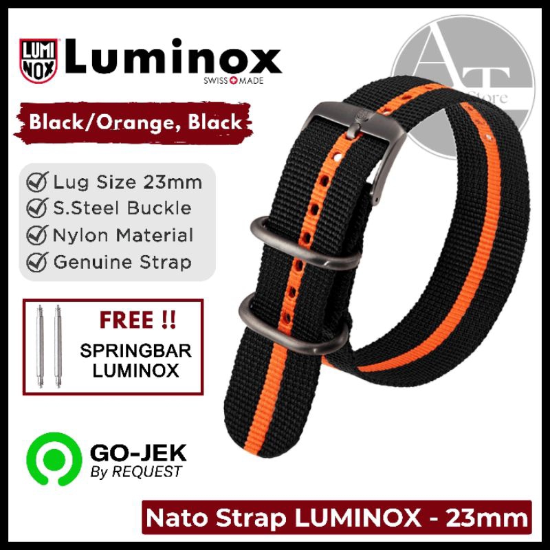 Nato 錶帶 Luminox 23 毫米黑色橙色錶帶 Luminox 原裝