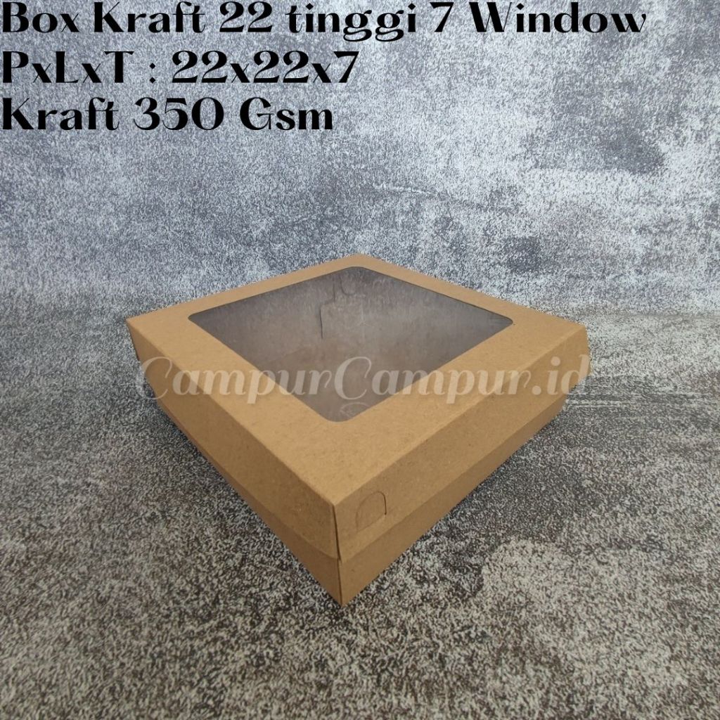 Box Kraft window Dus window 22x22x7 Dus 麵包盒飯盒禮籃全層壓