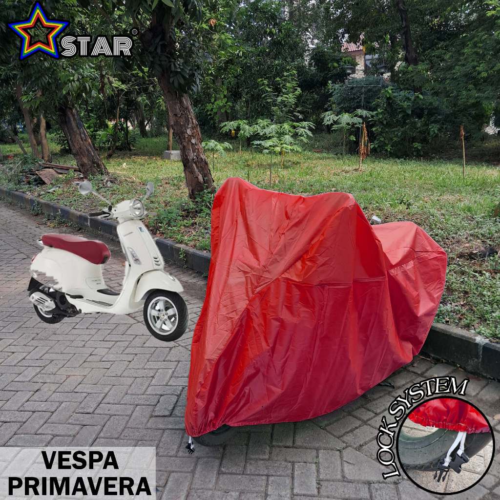 Merah Vespa FRIMAVERA 摩托車罩純紅色 PREMIUM 摩托車罩