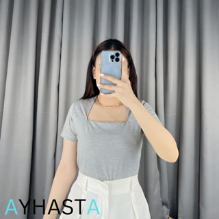 Ayhasta 高級方領上衣 Polo 衫女式正面雙層方領襯衫韓版