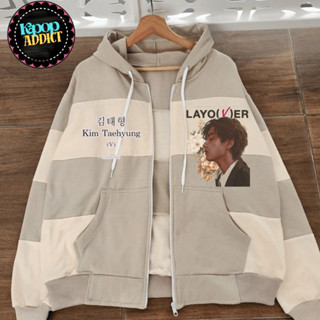 最新的 Taehyung Layover Hoodie Combi 拉鍊模型 5 位第一人士免費帽子
