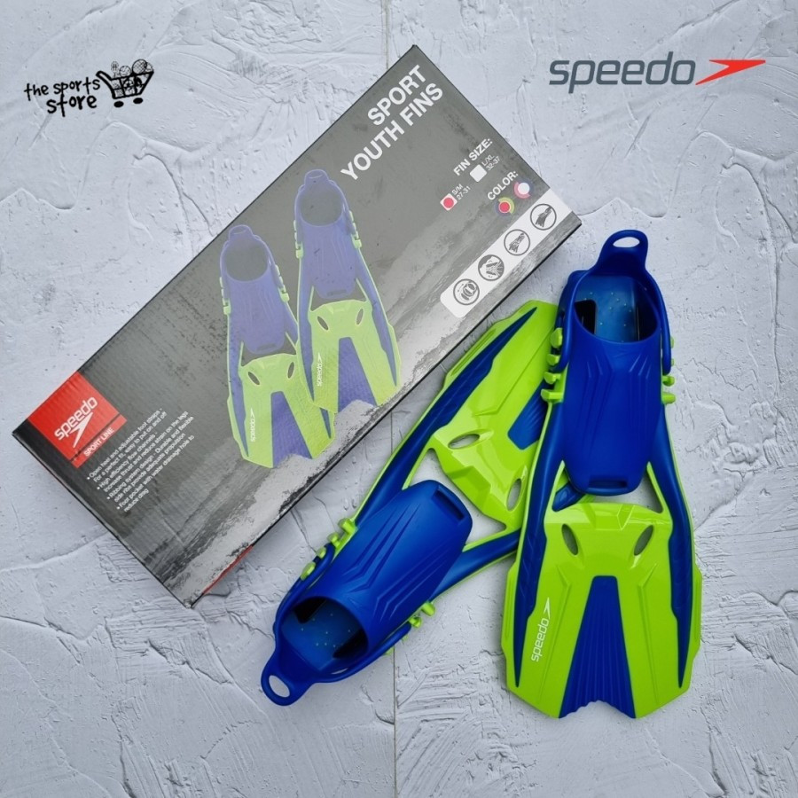 Speedo Sport Junior 中性旅行腳蹼寶藍色透明青蛙腳 S/M