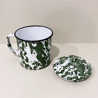 10cm條紋搪瓷玻璃蓋/老式條紋圖案/咖啡杯茶和咖啡杯蓋