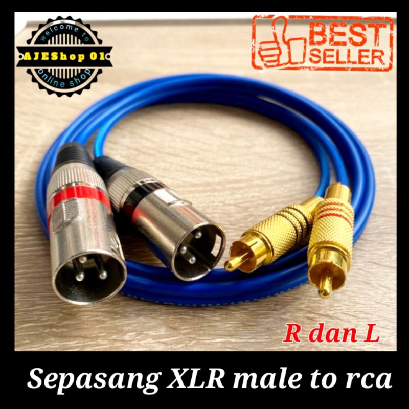 一對 xlr 公頭到 rca 電纜