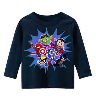 MARVEL 中性長袖兒童 T 恤上衣男孩/女孩與漫威超級英雄圖案