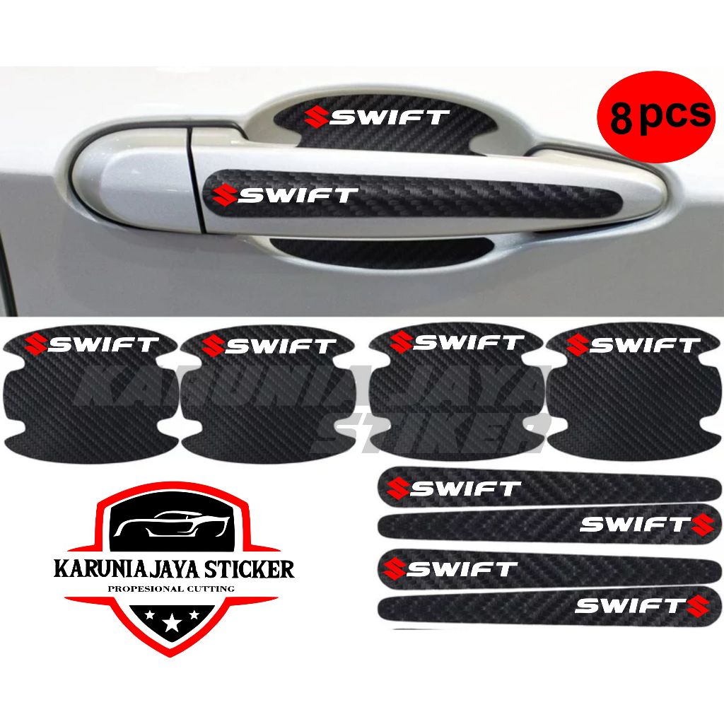 SUZUKI 貼紙 8 件車門把手保護器 swift 碳貼紙最新鈴木 swift 汽車保護器
