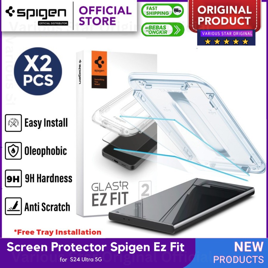 SAMSUNG 原裝屏幕保護膜三星 Galaxy S24 Ultra 5G 2024 Spigen EzFit 鋼化玻璃