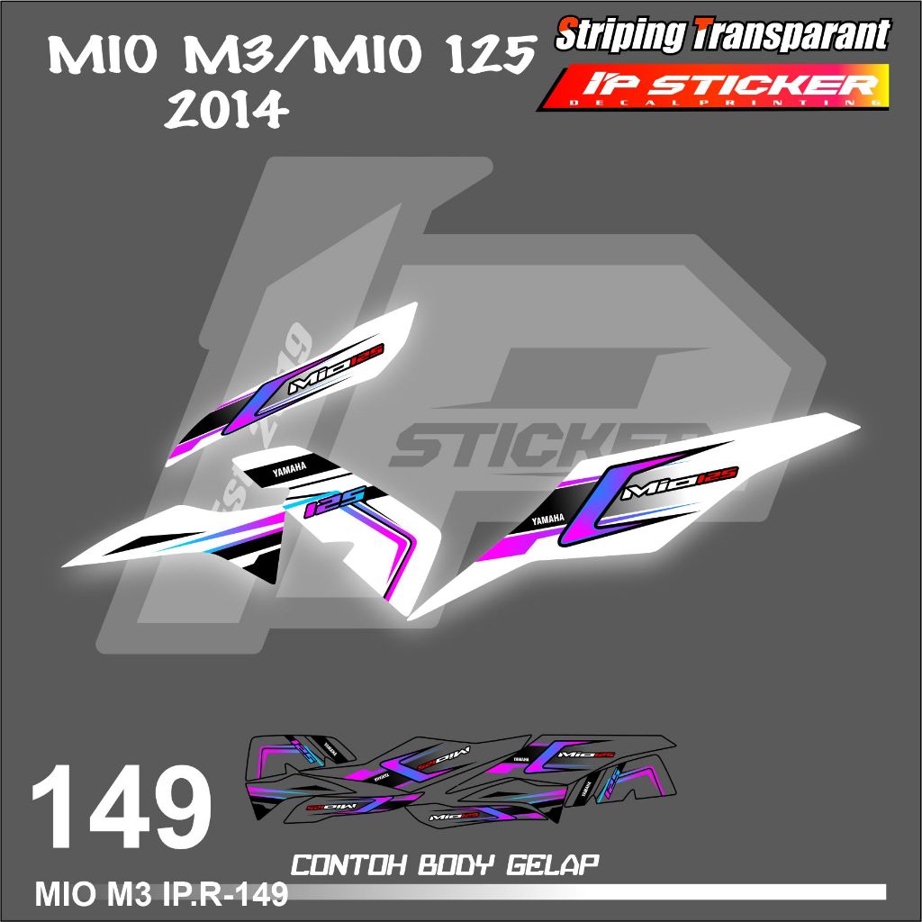 山葉 Mio M3 125 2014 YAMAHA MIO 125 摩托車條紋貼紙清單圖形簡單顏色變化賽車設計全息圖和透